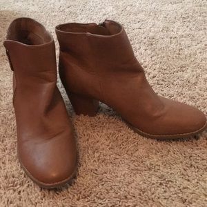 Brown leather heeled booties